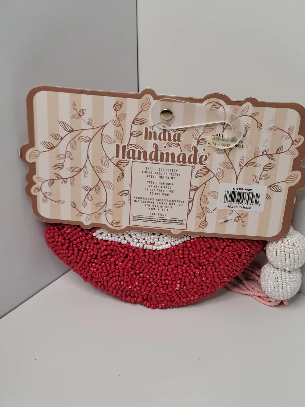 👉✨️ Handmade In India Red Beaded Lips Coin Purse